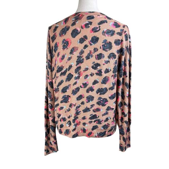 Nic + Zoe Multicolor Cheetah Animal Print Thin Knit Long Sleeve Pullover Sweater - Picture 4 of 13
